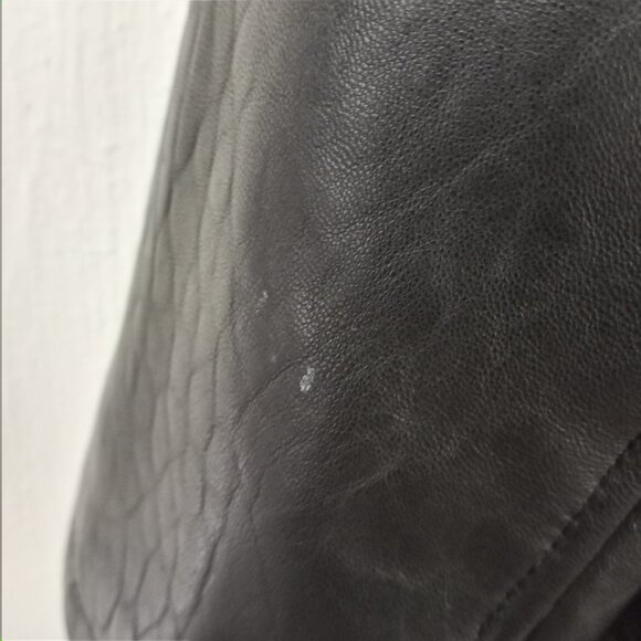 Roundtree & Yorke Black Lambskin Leather Button Up Car Coat - Picture 5 of 13